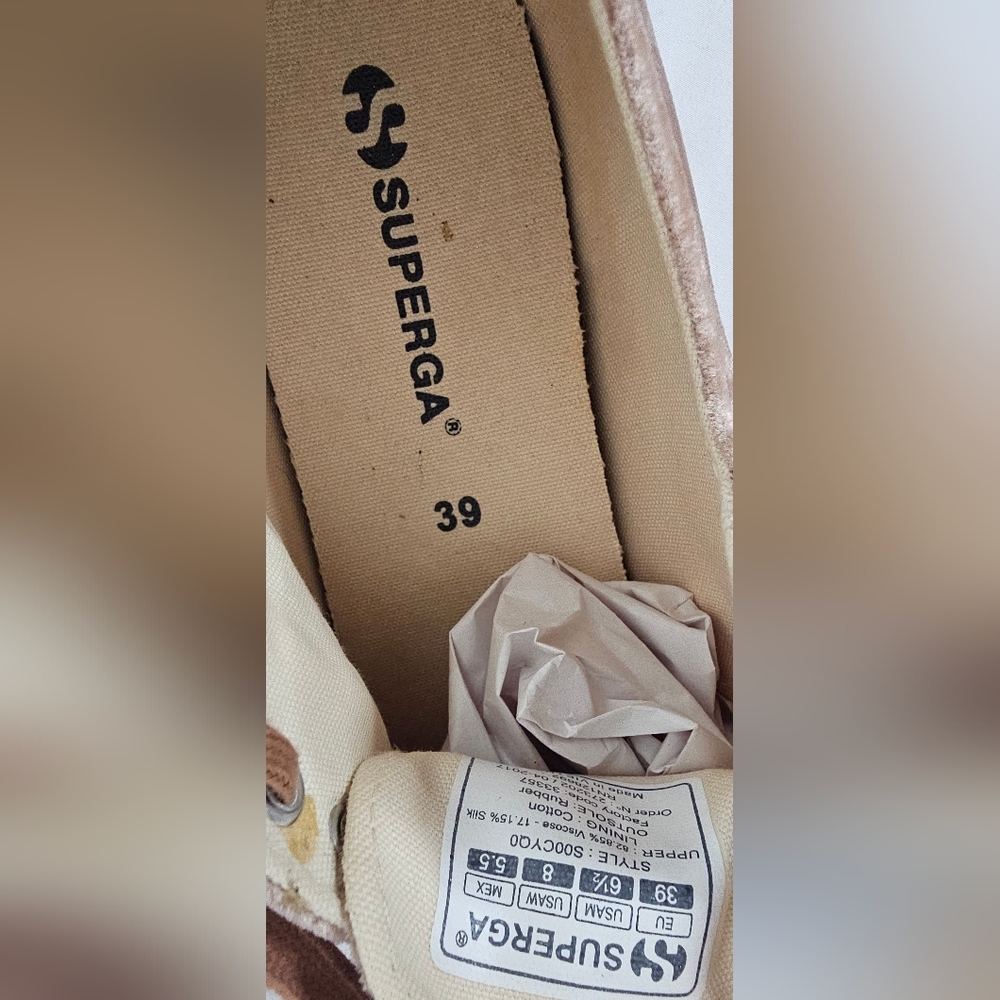 Superga 2750 Silk Velvet Sneakers Mauve Floral Embroidered Women’s 8 EU 39 - Picture 9 of 14